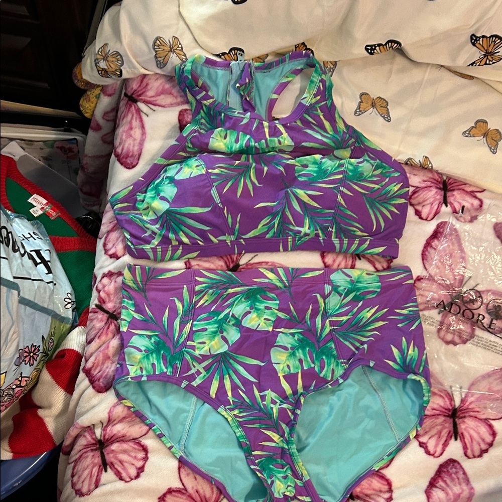 Adore Me Purple and Green Bikini Set